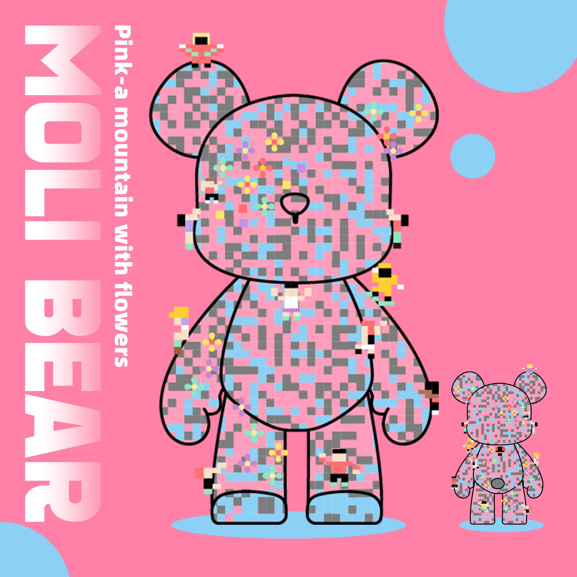 Pink-a mountain with flowers Bear